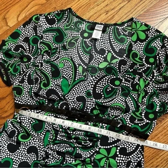 Studio 1940 Green Floral & Polka Dot Polyester Empire Waist Women’s Blouse Sz L - Picture 9 of 14